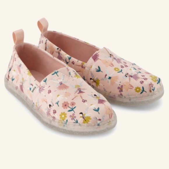 Toms Other - New TOMS Shoes Size 5.5 YOUTH Big Kids Girls Alpargata Glitter Fairy Garden